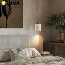 Ljojo Japanese Wabi-Sabi Stone Pendant Light Yellow Travertine LED Hanging Lamp