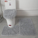 Ljojo 3 Piece White Bathroom Rugs Sets Non-Slip Bath Mats Lid Cover Contour Mat