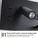 Ljojo USB Wall Lamp with Wireless Charger and Switch, LED Reading Night Light