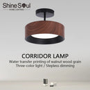 Nordic LED Ceiling Light Circular Walnut Wood Grain Aisle Light by Ljojo