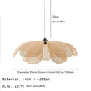 Handwoven Rattan Petal Pendant Light - Zen LED Chandelier for Boho Home Decor by Ljojo
