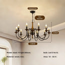 American Retro Candle Chandelier Living Room Solid Wood Iorn Pendant Light by Ljojo