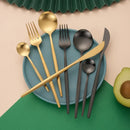 Ljojo 30-Piece Gold Stainless Steel Cutlery Set - Matte Flatware Silverware Kit