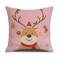 Christmas Cartoon Pillowcase | Deer & Bear Print | Linen Cushion Cover | Ljojo Brand