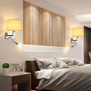 LED Wall Lamp Round Fabric Lampshade With 3W Spotlight Reading Light Sconce by Ljojo