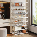 Ljojo™ 8-Tier Acrylic Shoe Rack with Wood Shelves - Modern Shoe Storage Organize 24-32 Pairs