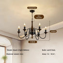 American Retro Candle Chandelier Living Room Solid Wood Iorn Pendant Light by Ljojo