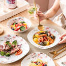 Ljojo 48-Piece Porcelain Ceramic Dinnerware Set for 12: Plates and Bowls
