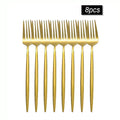 Ljojo 16pcs Stainless Steel Gold Tableware Dinner Fork Set