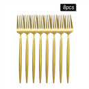 Ljojo 16pcs Stainless Steel Gold Tableware Dinner Fork Set