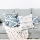 Bohemian Pink Geometric Tassel Throw Pillow Cover for Living Room Sofa by Ljojo