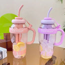 Ljojo 1200ml Sport Water Bottle with Tea Infuser and Straw, Handle - Cute Design