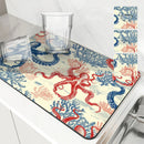 Ljojo Marine Coral Diatoms Absorbent Non-slip Kitchen Drain Mat