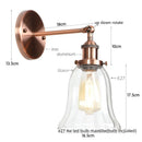 Ljojo Loft Rustic Clear Glass LED Wall Light - Industrial Style Iron Wall Lamp