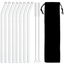 8Pcs Ljojo Glass Straw Set - Reusable & Eco-Friendly Drinking Straws with Brush