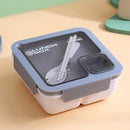Ljojo 4-Grid Leakproof Bento Lunch Box with Tableware - Portable and Microwave-Safe