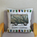 Happy Campers Owl Motorhome Print Pillow Case by Ljojo