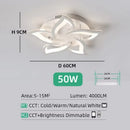 Ljojo Lotus LED Ceiling Lamp - Dimmable Warm/Cold Light, Remote Control, Decorative Art Lighting
