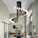 Ljojo Spiral Wrought Iron Chandelier Multi Head Pendant Light for Living Room & Staircase