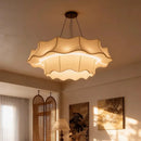 Ljojo Wabi-Sabi Style Fabric Led Chandelier Retro Pendant Lights for Living Room Home Decor