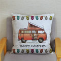 Happy Campers Owl Motorhome Print Pillow Case by Ljojo