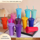 Ljojo 24oz Solid Color Reusable Cold Cup with Lid and Straw
