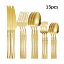 Ljojo 30-Piece Stainless Steel Tableware Set with Golden Waist Design