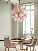 LED Pink Bubbles Glass Chandelier Modern Design Lighting Fixture for Villa Foyer Living Room by Ljojo