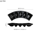 Ljojo Matte Stone Curved Plate: Patterned Ceramic Dessert Sushi Snack Molecular Cuisine Plate