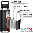 Ljojo 304 Stainless Steel Thermos Bottle, Portable Hot Cold Drinking Water Bottle for Outdoor Activities