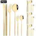 Ljojo 24pc Stainless Steel Cutlery Set - Knife Fork Spoon Teaspoon Mirror Flatware