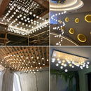 Ljojo Meteor Shower Glass Ball Chandelier - Long Rope Hanging Crystal Light