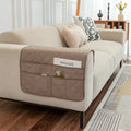 Ljojo Modern Armrest Pad With Storage Layer for Sofa, All Seasons, Khaki Gray