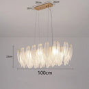 Ljojo Modern Luxury Gold Feather Glass Chandelier Pendant Light for Living Room Bedroom