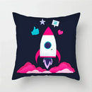 Cartoon Spacecraft Astronaut Rocket Pillowcase for Home Decor - Ljojo