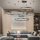 LED Black Gold Chandelier Circle Hanging Pendant Lamp for Living Dining Ceiling by Ljojo