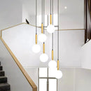 Ljojo LED Ring Stairs Pendant Light Chandelier for Living Room Dining Room Lighting