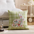Embroidered Floral Rabbit Pillow Cover Ljojo 18x18inch White Pink Green