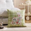 Embroidered Floral Rabbit Pillow Cover Ljojo 18x18inch White Pink Green