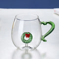 Ljojo 3D Christmas Glass Mug Cup with Heart Handle, 10oz, Water Coffee, Creative Gift