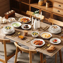 Ljojo 32 Piece Relief White Stoneware Dinnerware Set with Plates and Bowls