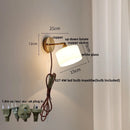 Ljojo LED Wall Sconce with Pull Chain Switch White Glass Stair Light