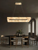 Alabaster Square Marble Chandelier Lighting Pendant by Ljojo Spanish Natural Marble Dining Room