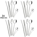 Ljojo 24-Piece Silver Stainless Steel Kitchen Tableware Set