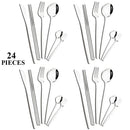 Ljojo 24-Piece Silver Stainless Steel Kitchen Tableware Set