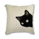 Black Cat & Butterfly Print Linen Cushion Cover by Ljojo - 45x45CM
