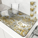 Ljojo Metallic Pattern Coffee Mat: Quick Kitchen Drying Mat for Draining Dishes & Utensils