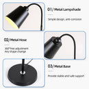 Ljojo Modern Adjustable Goose Neck LED Floor Lamp for Living Room Bedroom