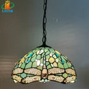 12-inch American-style Embankment Flower Chandelier: Tiffany Glass Lighting by Ljojo for Milk Tea Shop & Coffee Restaurant
