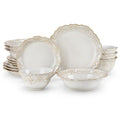 Ljojo 32 Piece Relief White Stoneware Dinnerware Set with Plates and Bowls